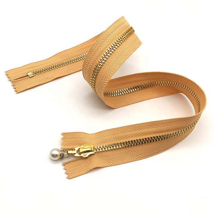 Brown nylon metal zipper