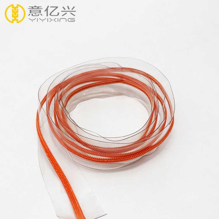 Transparent plastic zipper