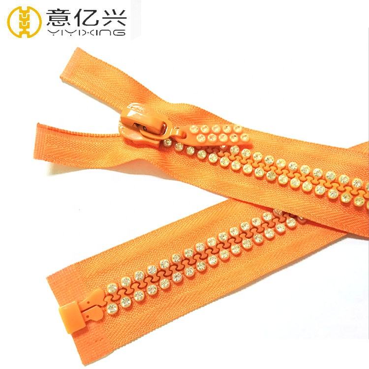 Fancy Plastic Stone Zipper