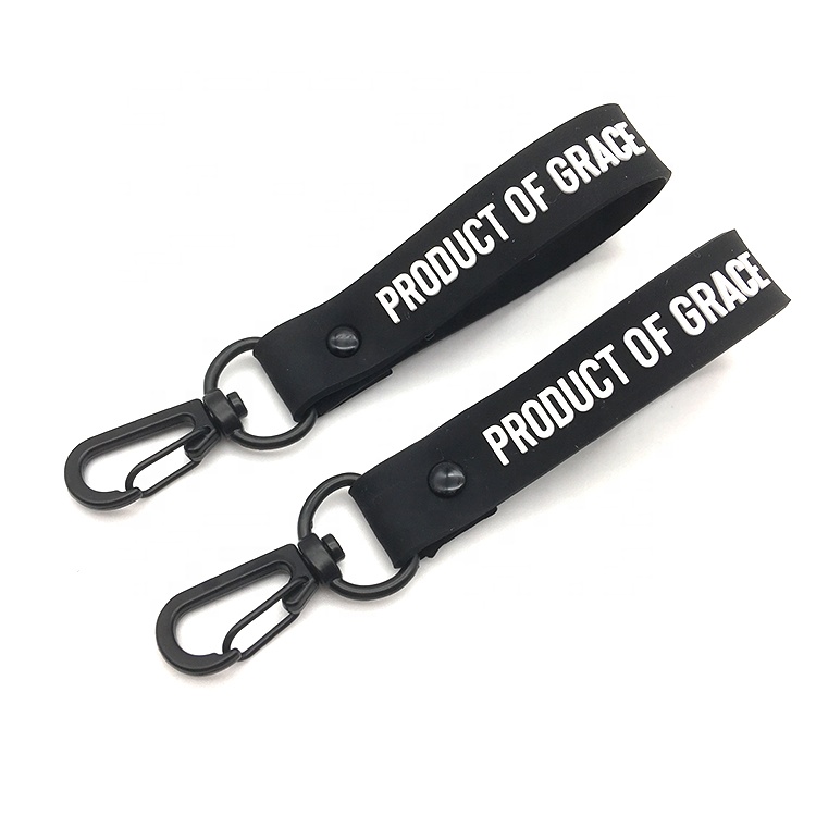 Color embossed logo silicone strap short lanyard keychain