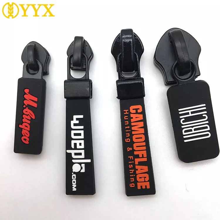 Factory Webbing Zip Puller_Custom Design Logo PVC Rubber Zipper