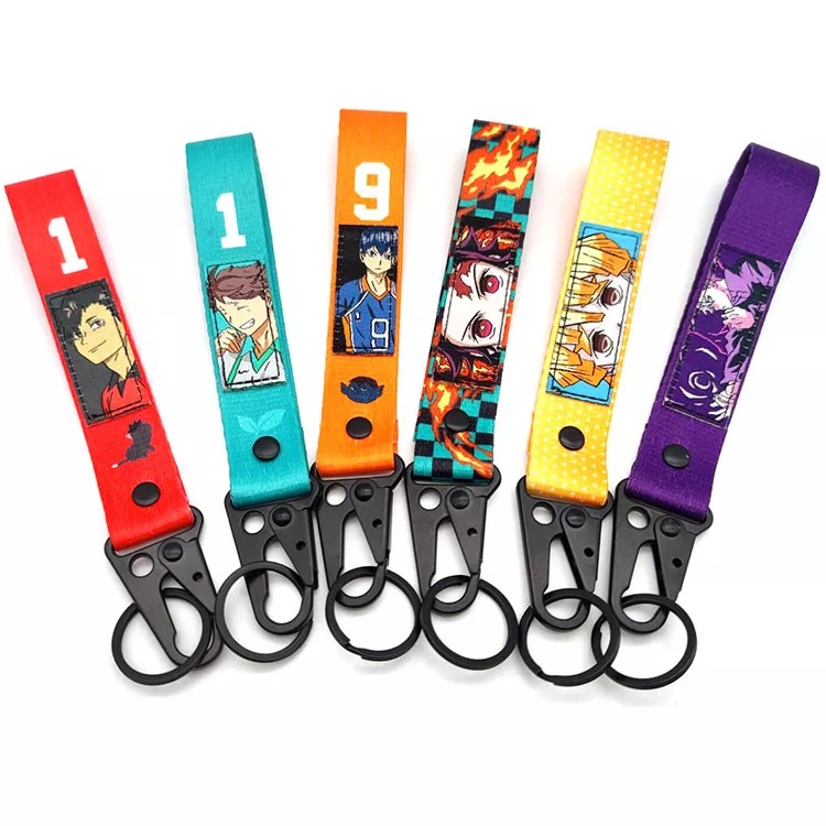 YYX Anime-Key Wrist Strap Custom Nylon Webbing Strap Anime Keychain Wrist Anime 