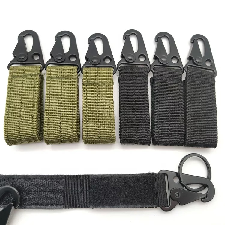 Outdoor Tactical Key chain Olecranon hook Magic tape Loop metal buckle