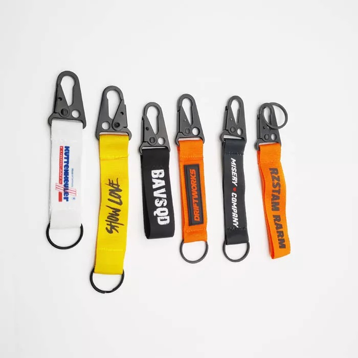 Olecranon clip keychain_custom carabiner climbing keychain_woven logo printed