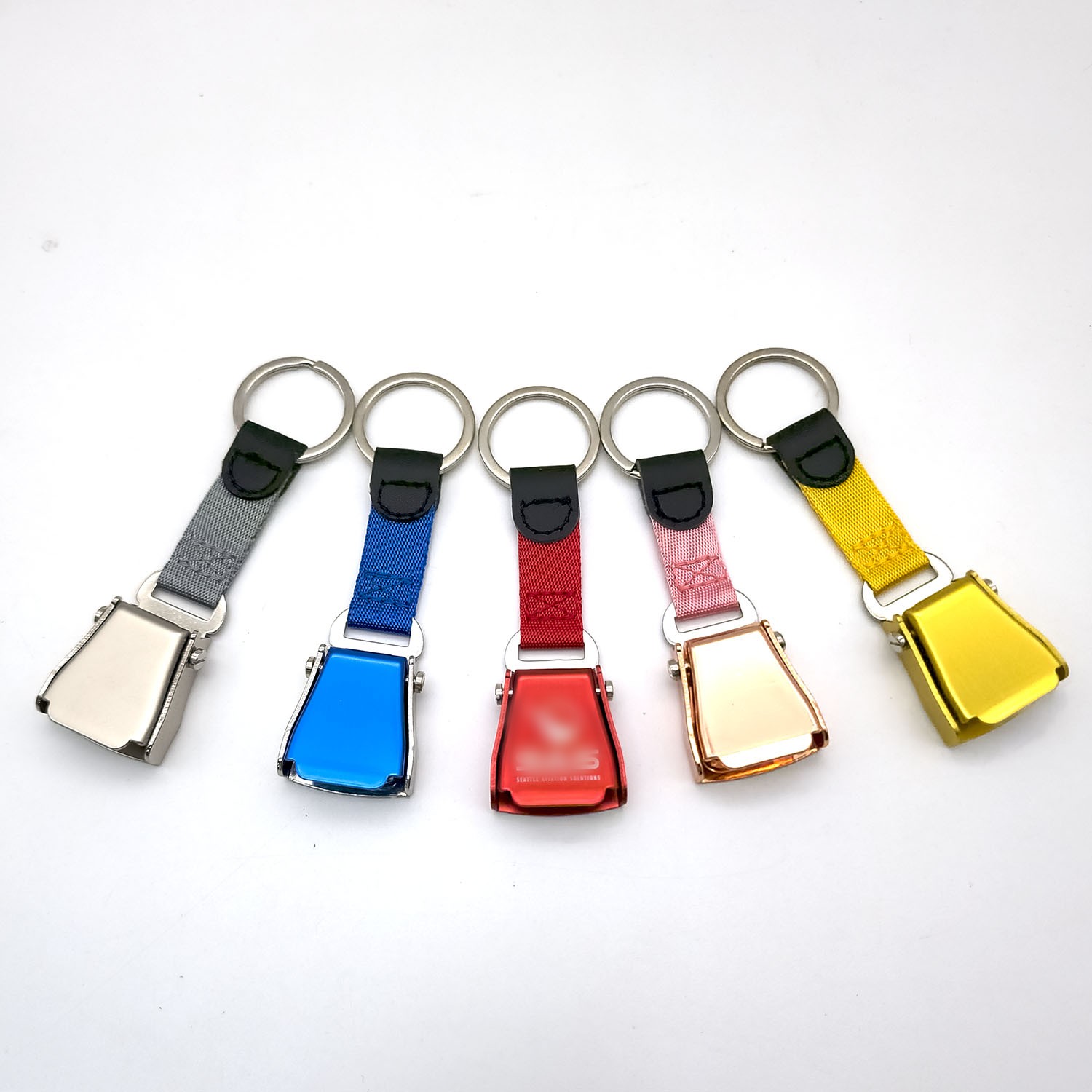 Custom Laser Engraved Logo Airplane Seatbelt Mini Buckle Keychain