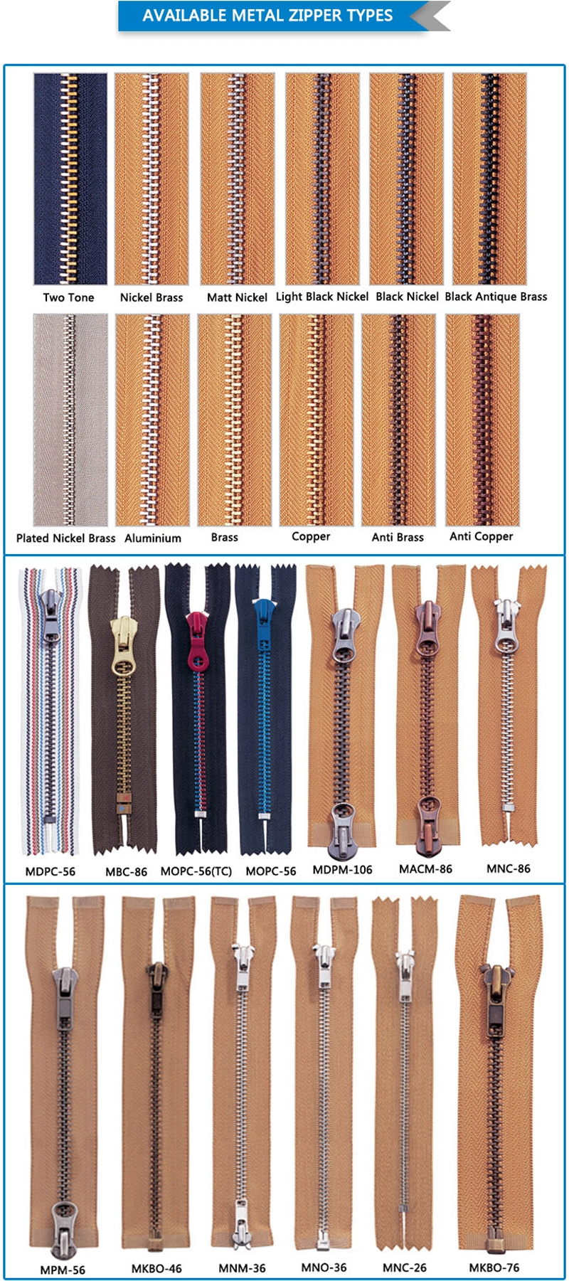 Brass Zipper For Leather Jacket