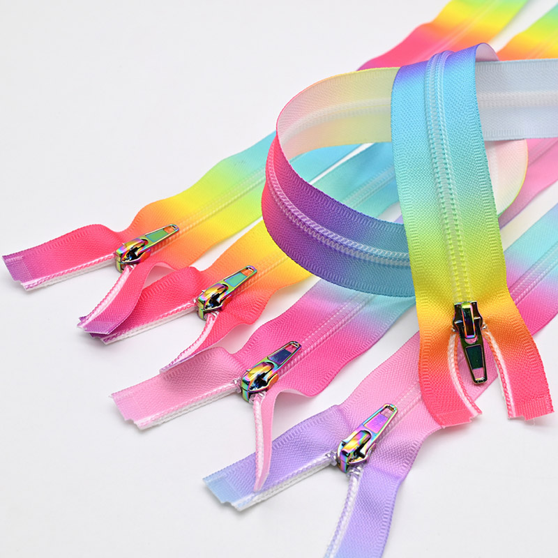 Rainbow Teeth Nylon Zipper Multicolor Rainbow Zipper Tape By The Yard
